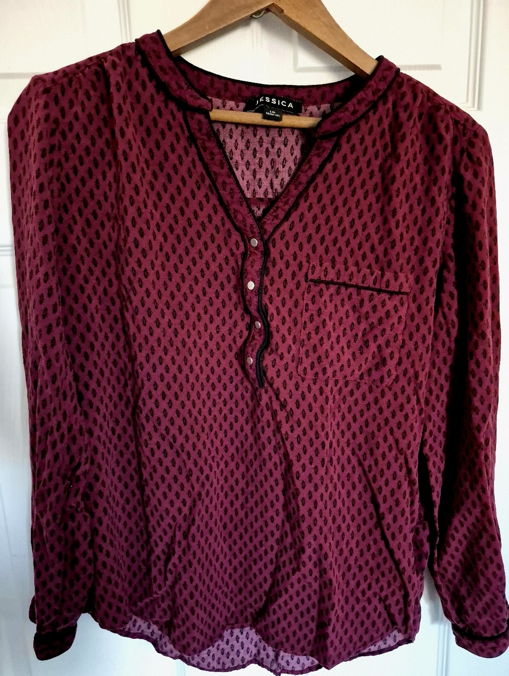 Y2K Jessica Plum  Henley Blouse
